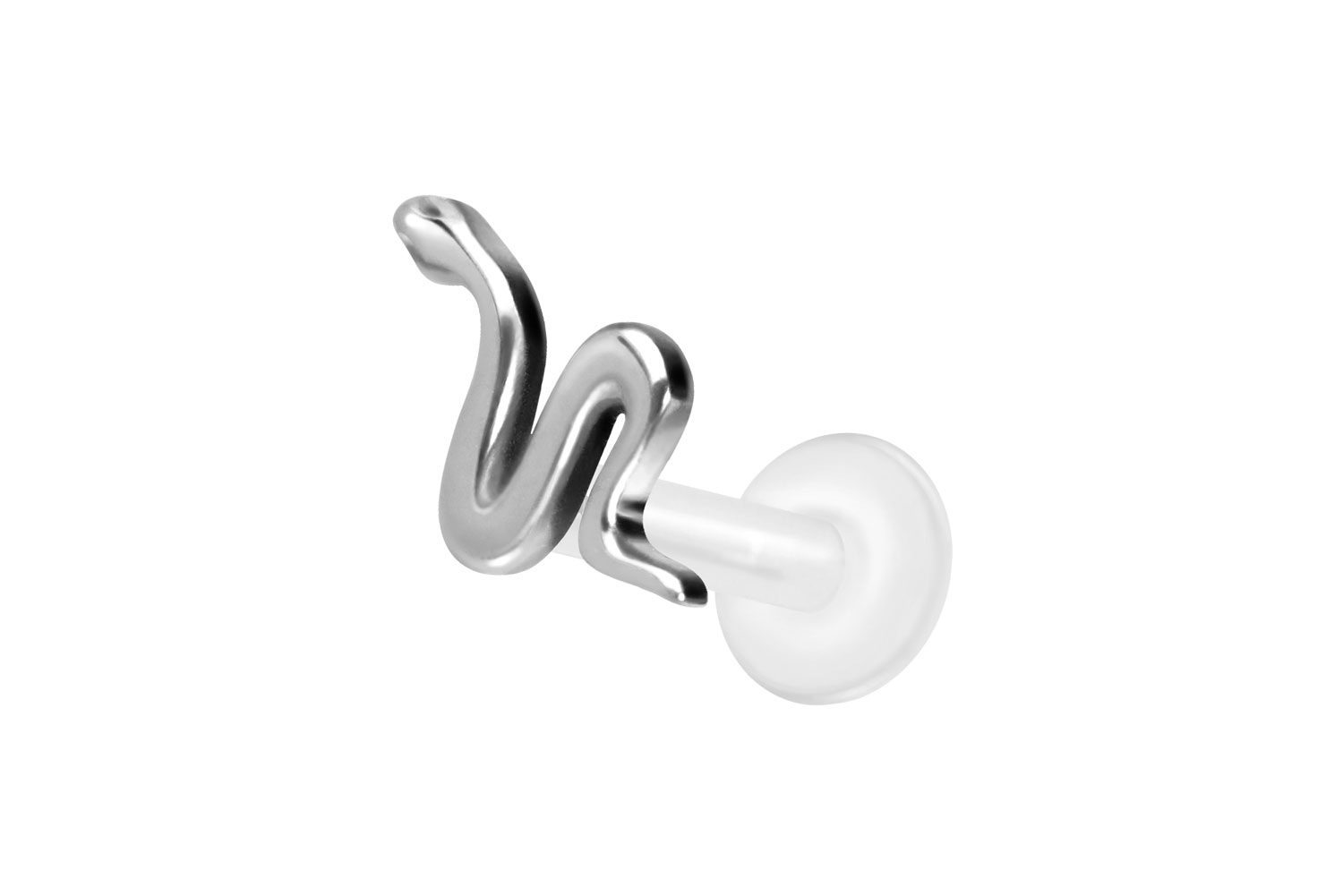 PTFE Labret Piercing mit Innengewinde + Titan-Aufsatz SCHLANGE